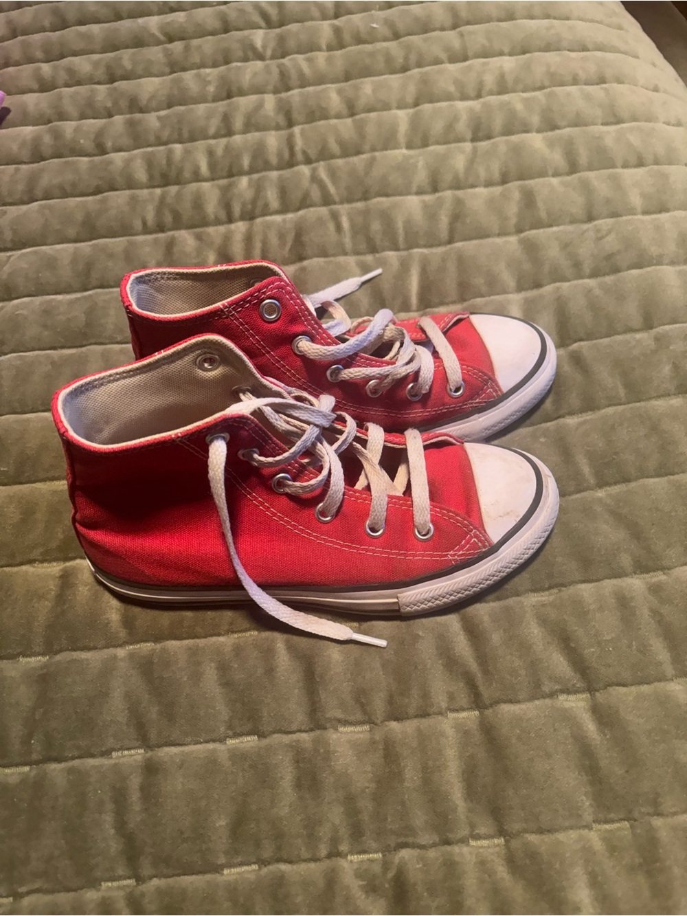 Converse Red High-Top Kids Sneakers with White Toe Cap